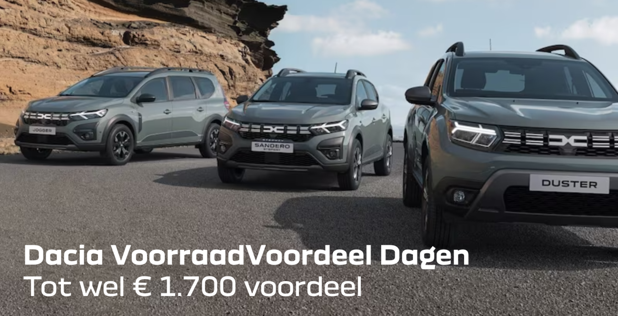 Dacia 2 luik hero voorraadvoordeel dagen