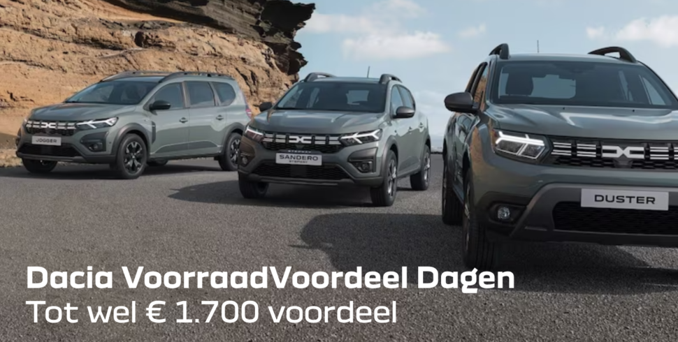 Dacia 2 luik hero voorraadvoordeel dagen